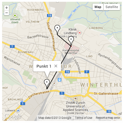 Sample Output of Google Maps Travel Route