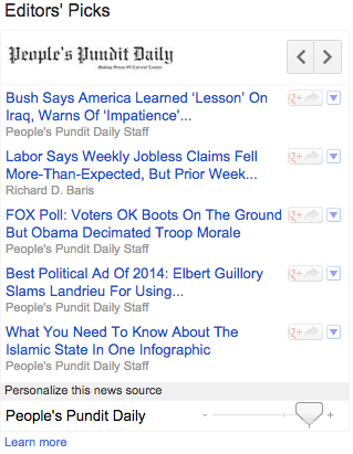 Editors Picks On Google News Homepage