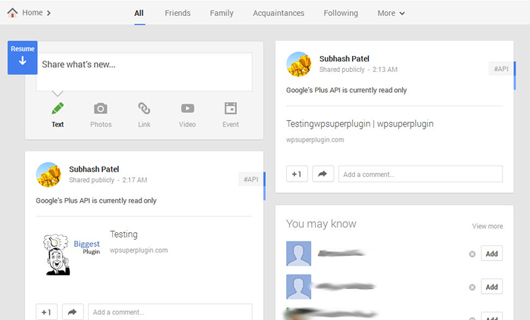 Share your wordpress post on google profile page with image,link and message.