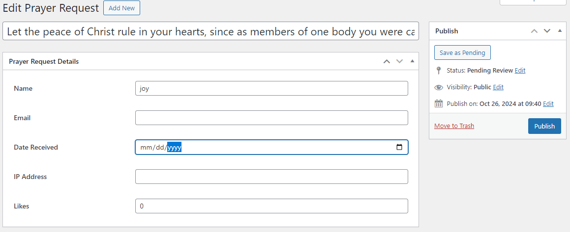Edit Prayer Request