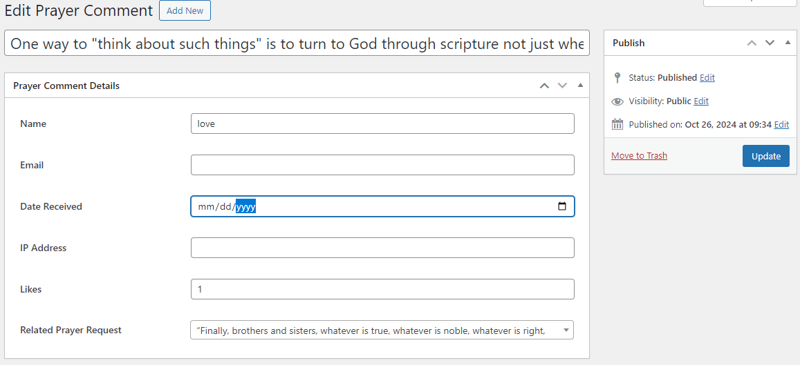 Edit Prayer Comment