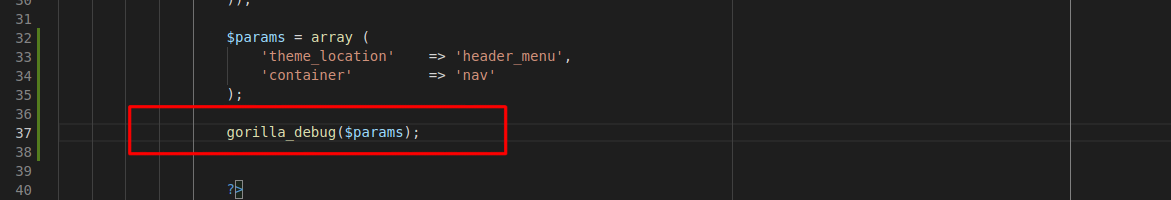 An example of using the `gorilla_debug()` function