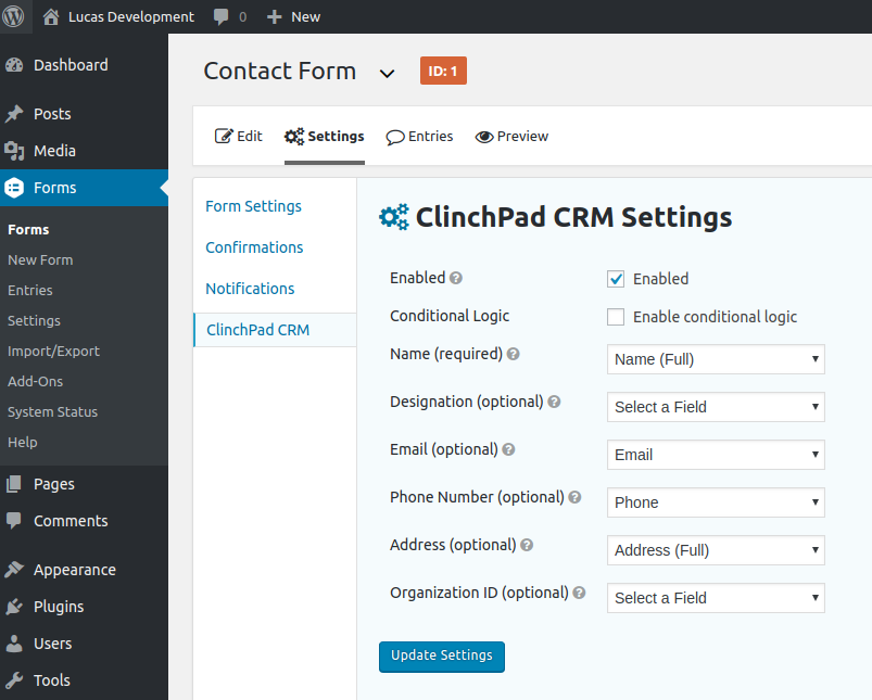 Form settings