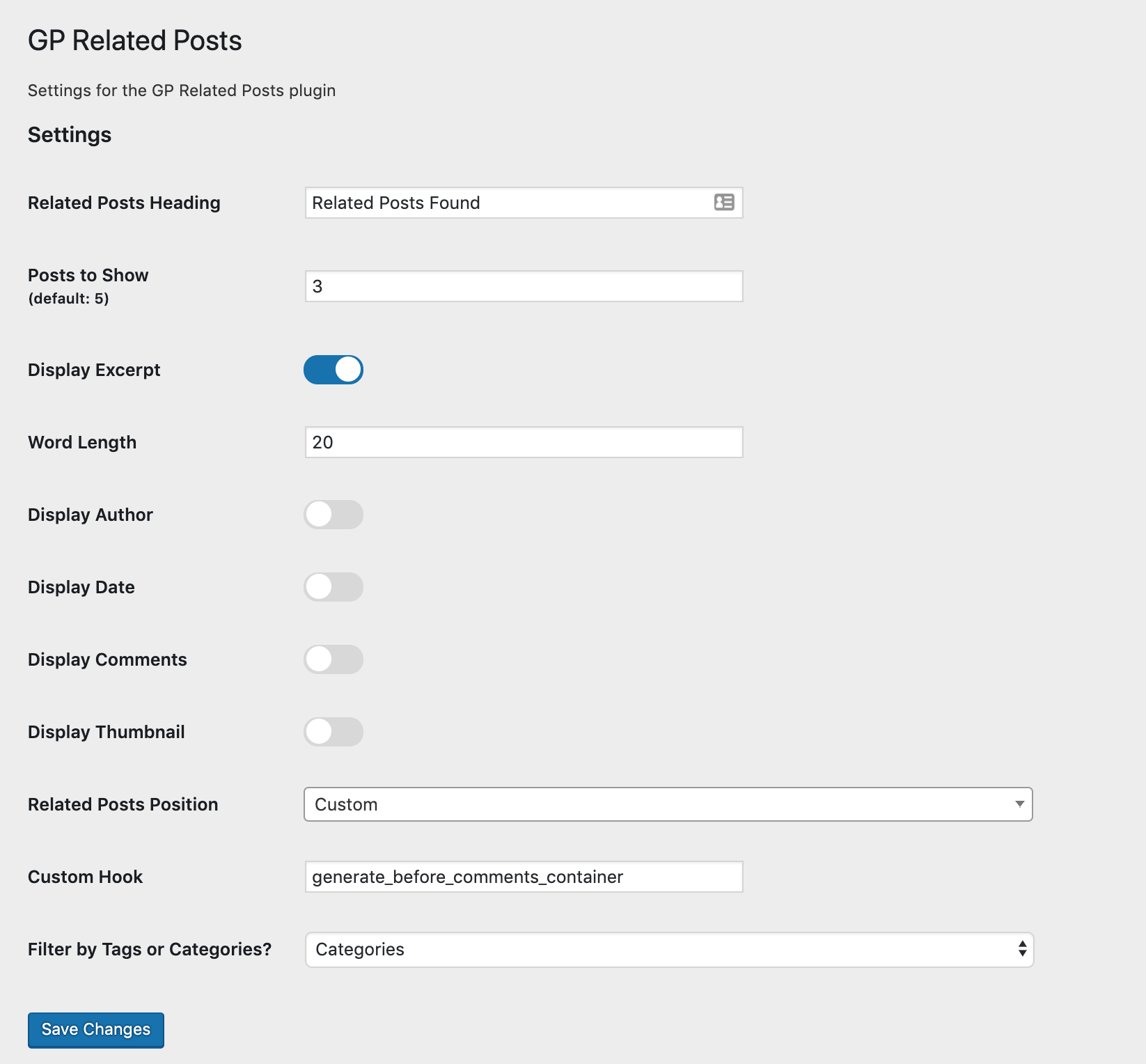Settings Page