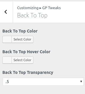 Back To Top Section in GP Tweaks.
