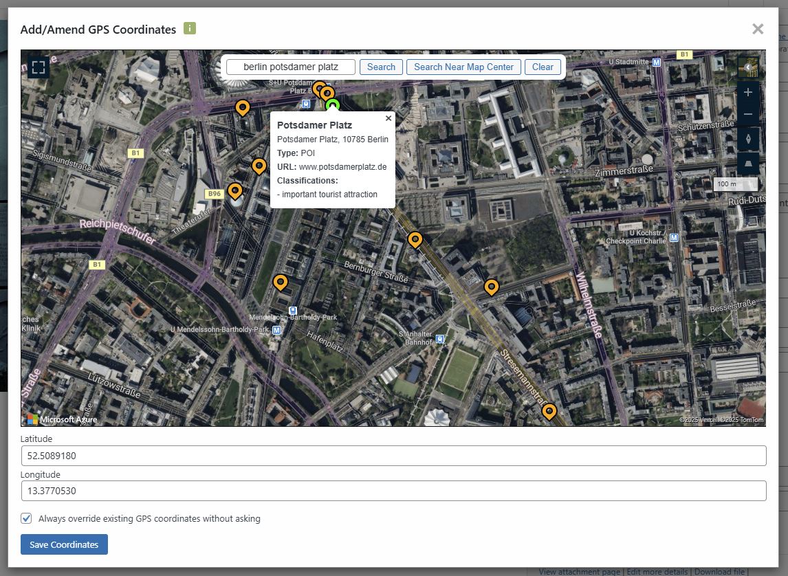 The map modal showing an image's location.