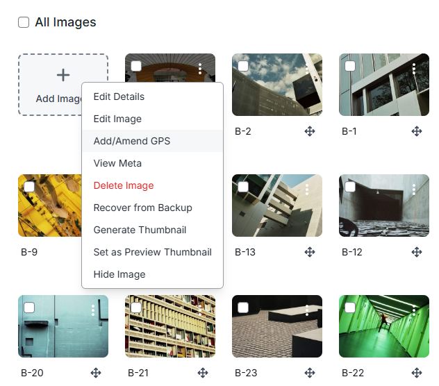 The "Restore Coordinates" button for images with backed-up GPS data.