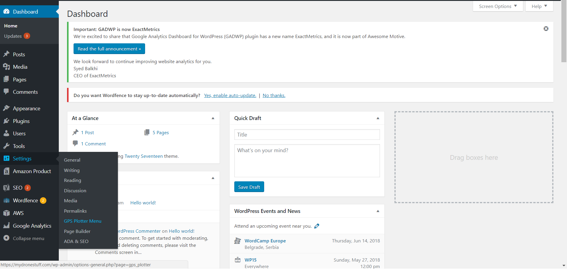 GPS Plotter In WP Admin Settings