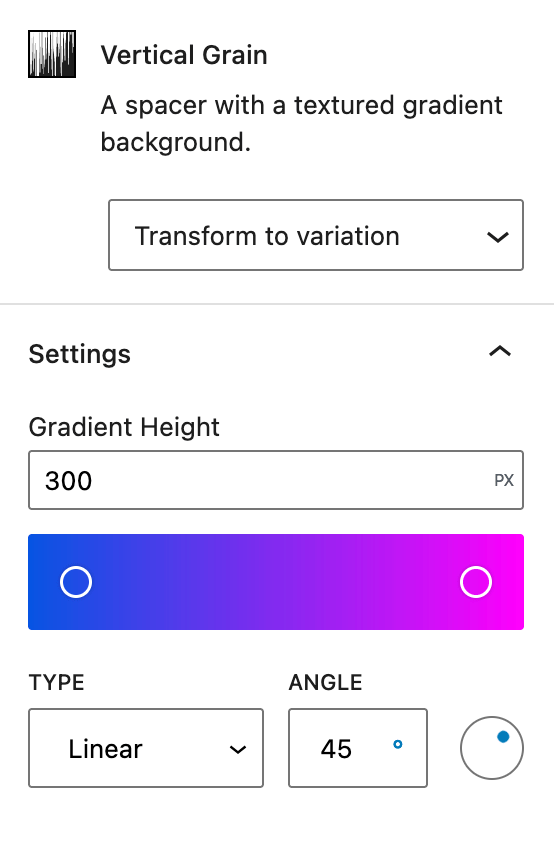 The block settings.