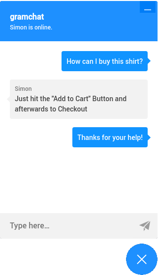The gramchat window on your site