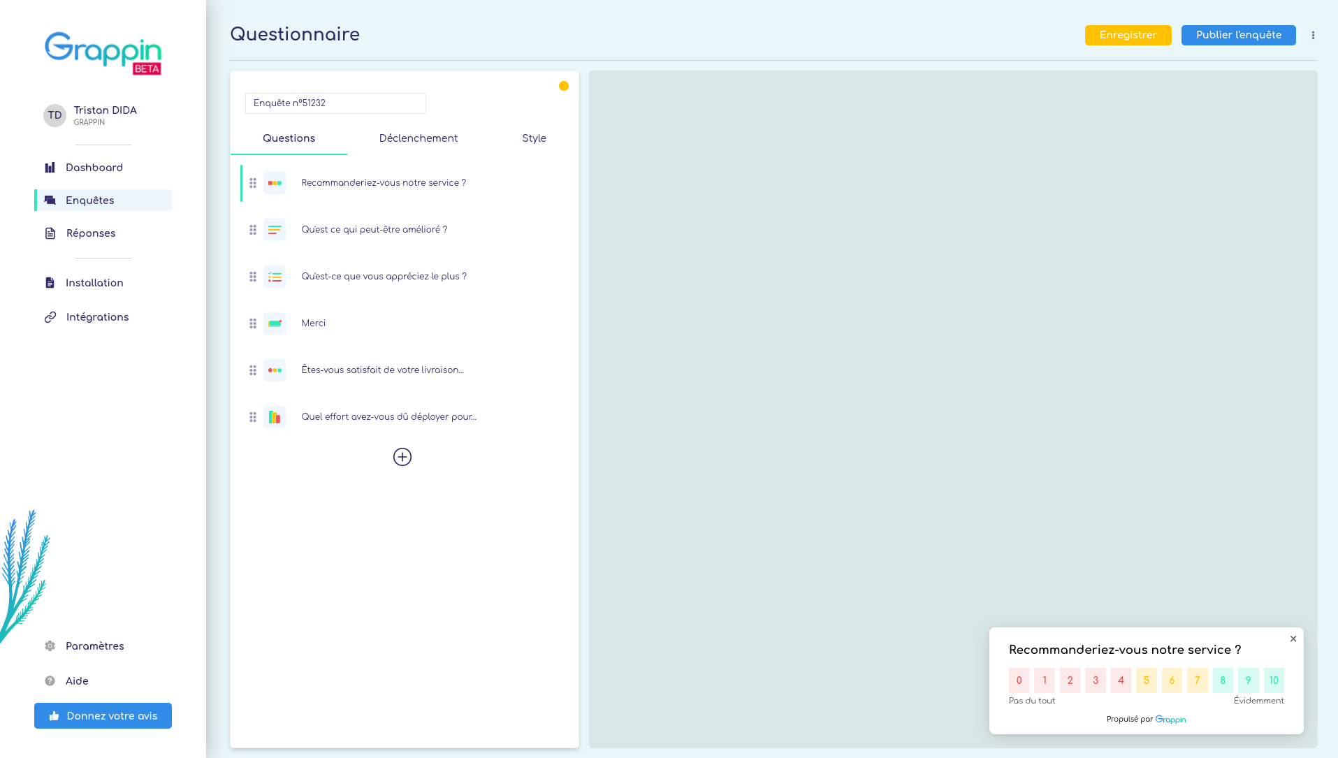 Creating a survey and customize it is super-fast and easy