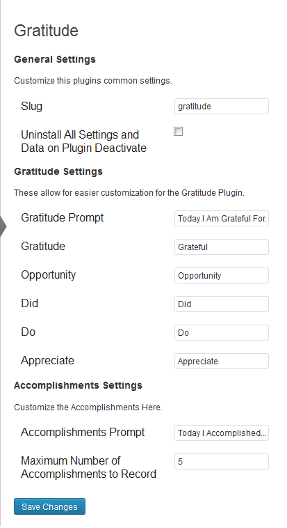 Settings section.