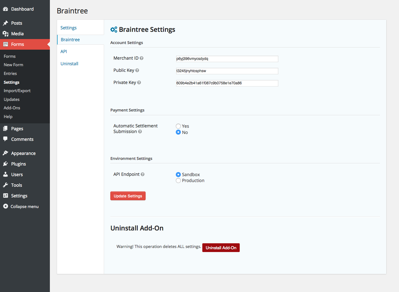 Easily configure your Braintree settings, allowing for quick and efficient setup.