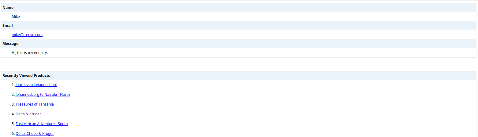 Gravity Forms email with Recently Viewed Products using merge tag