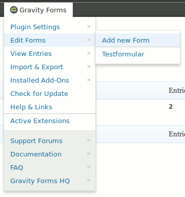Gravity Forms Toolbar in action - a secondary level - form management. ([Click here for larger version of screenshot](https://www.dropbox.com/s/w9a6rtr4i88t631/screenshot-2.png))