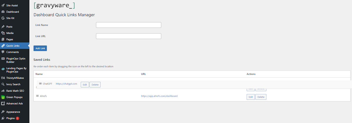 **Drag-and-Drop Sorting**: Reorder links with an intuitive drag-and-drop interface.