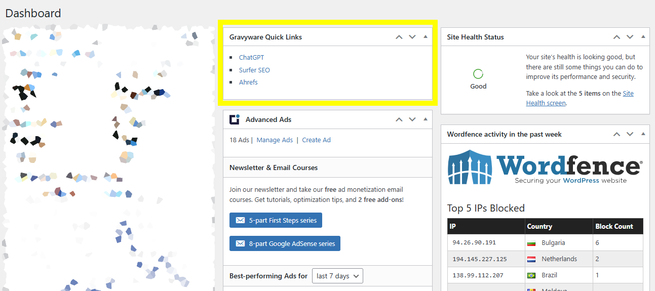 **Dashboard Widget**: Display your custom links in the WordPress dashboard.