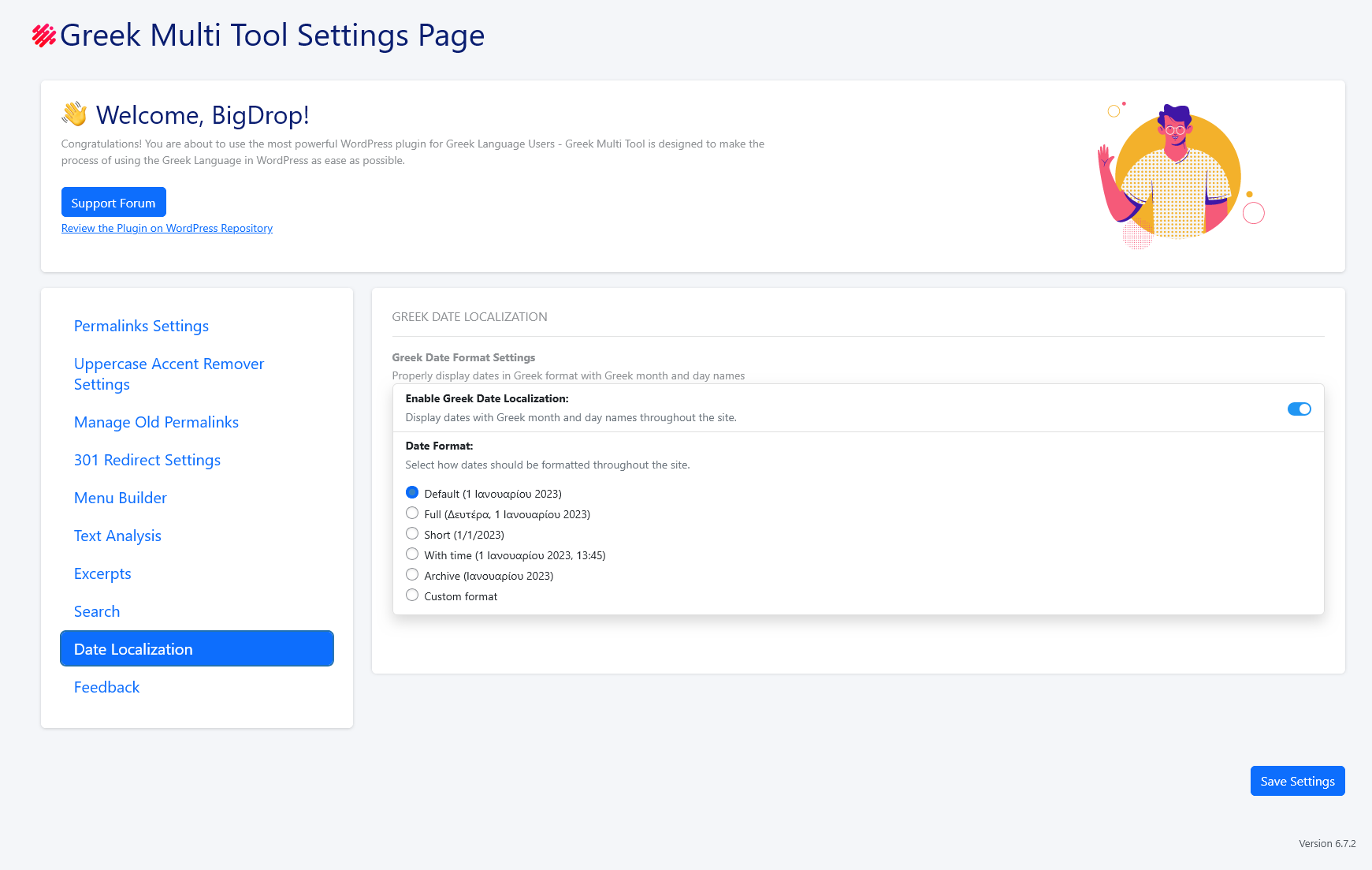 Greeklish Permalink Configuration