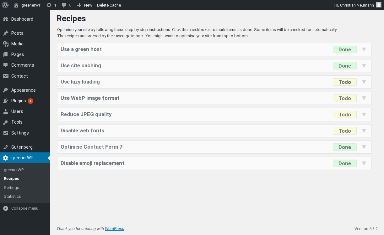 Recipes are step by step instructions for improving your site
