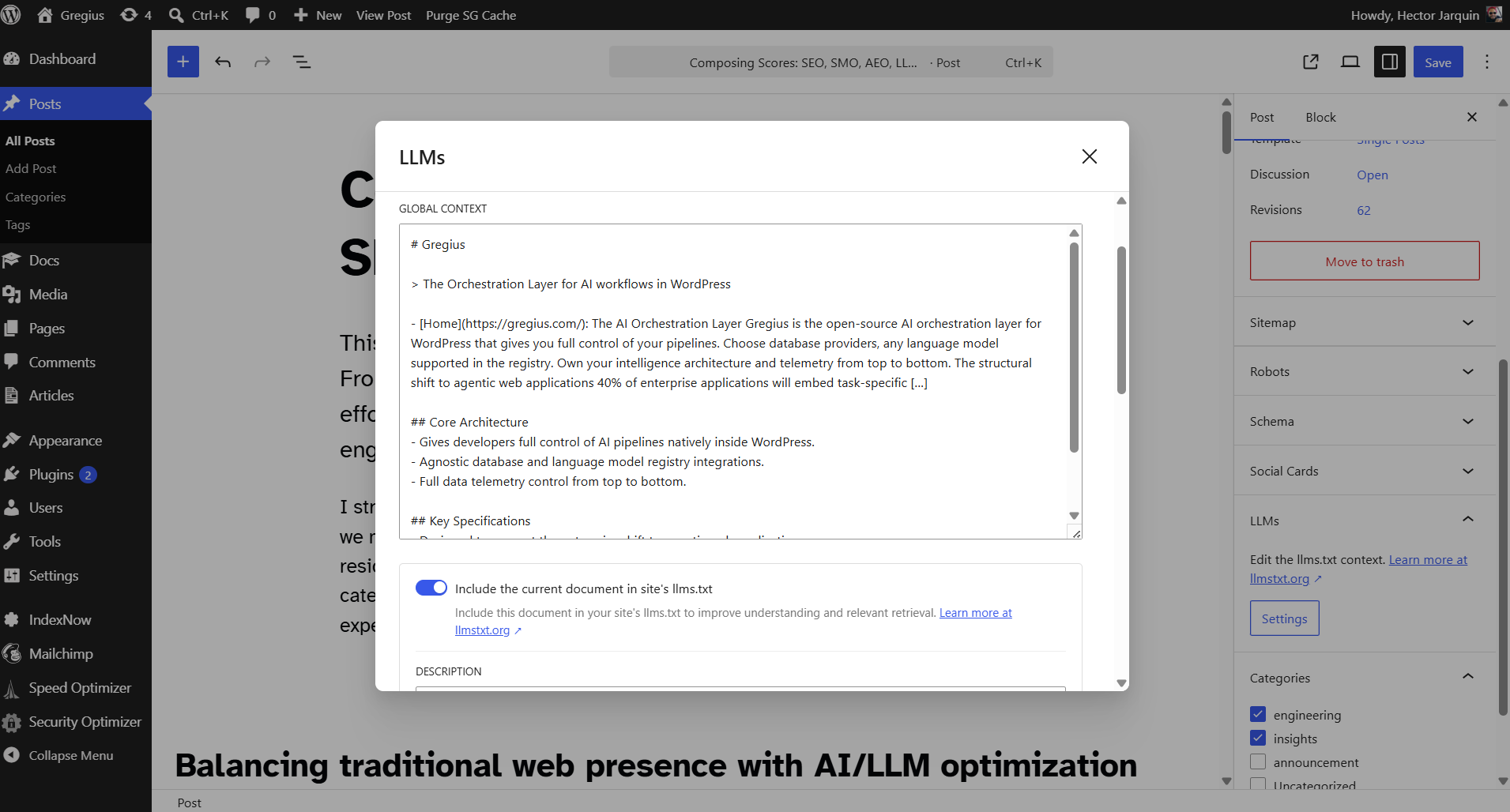 LLMs settings via the editor
