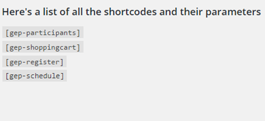Our shortcodes