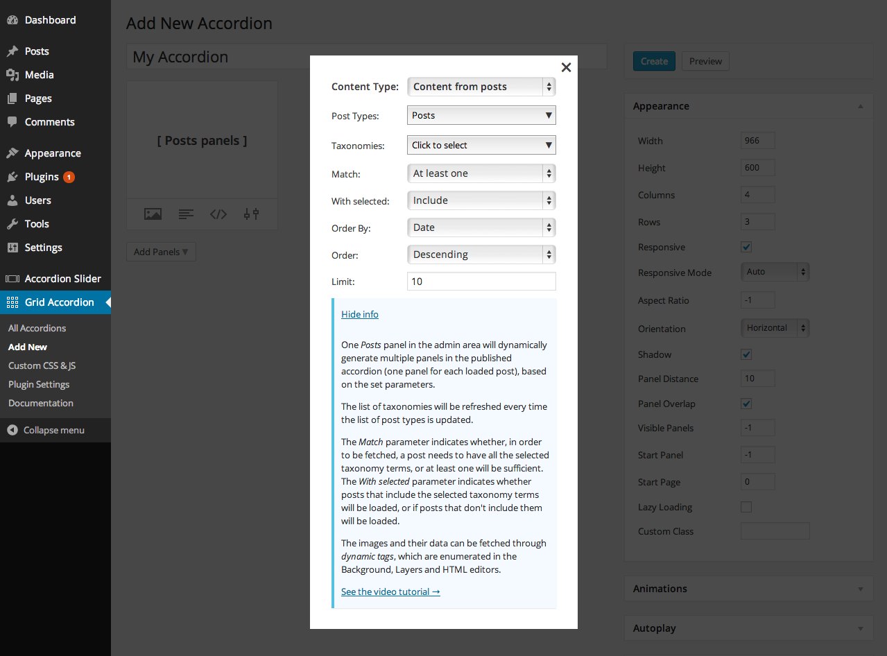 Adding dynamic tags for accordions generated from posts.