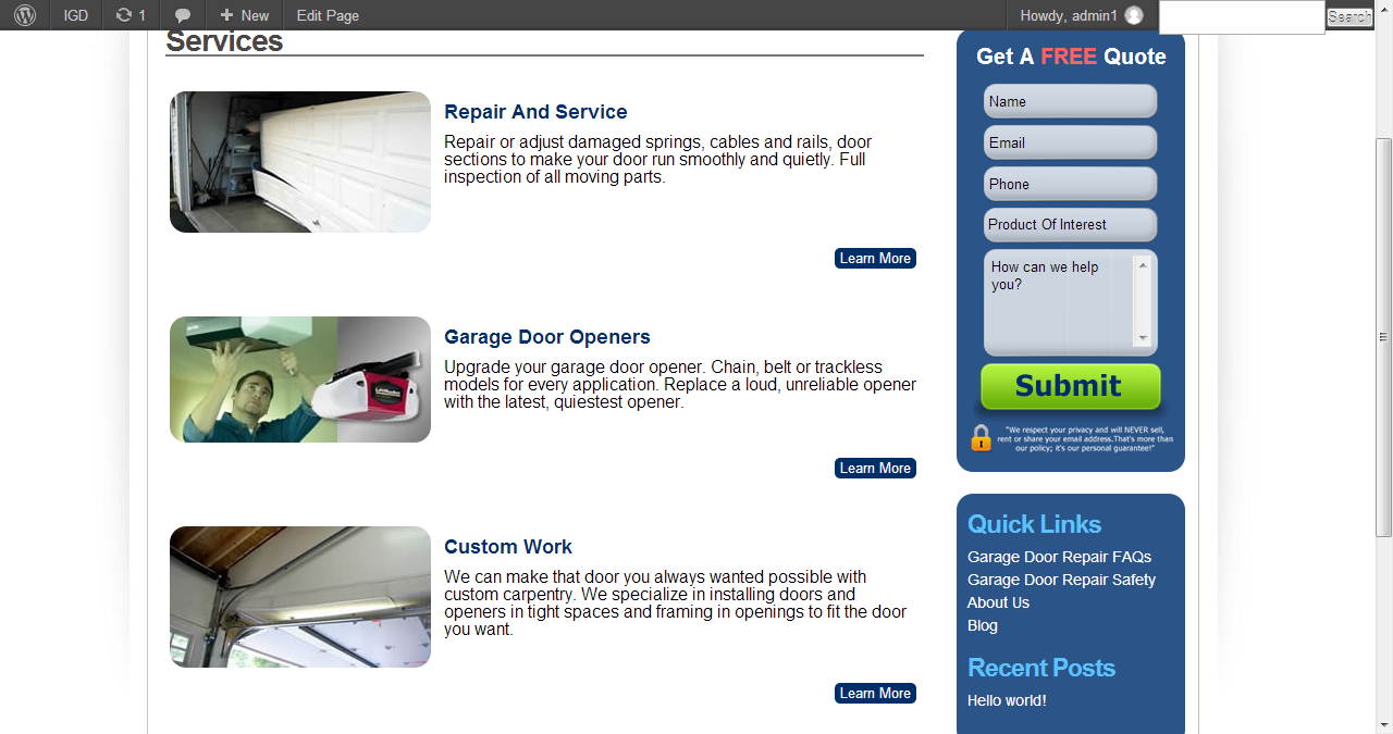 Front end example
