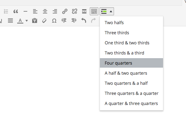 Grid Shortcodes (admin view)