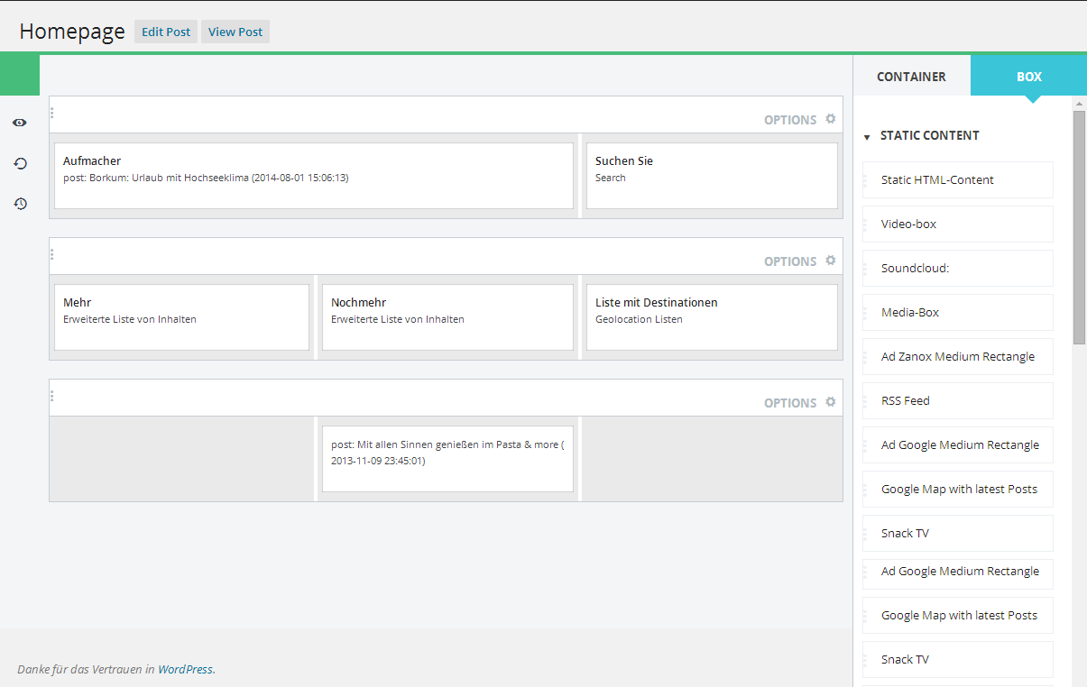 Grid editor with Box list