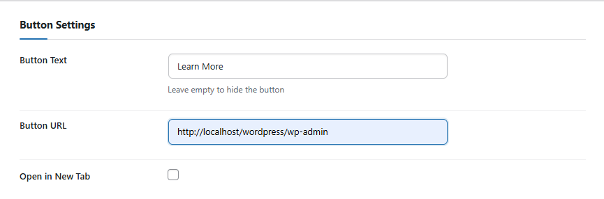Add / Edit announcement bar — Button Settings