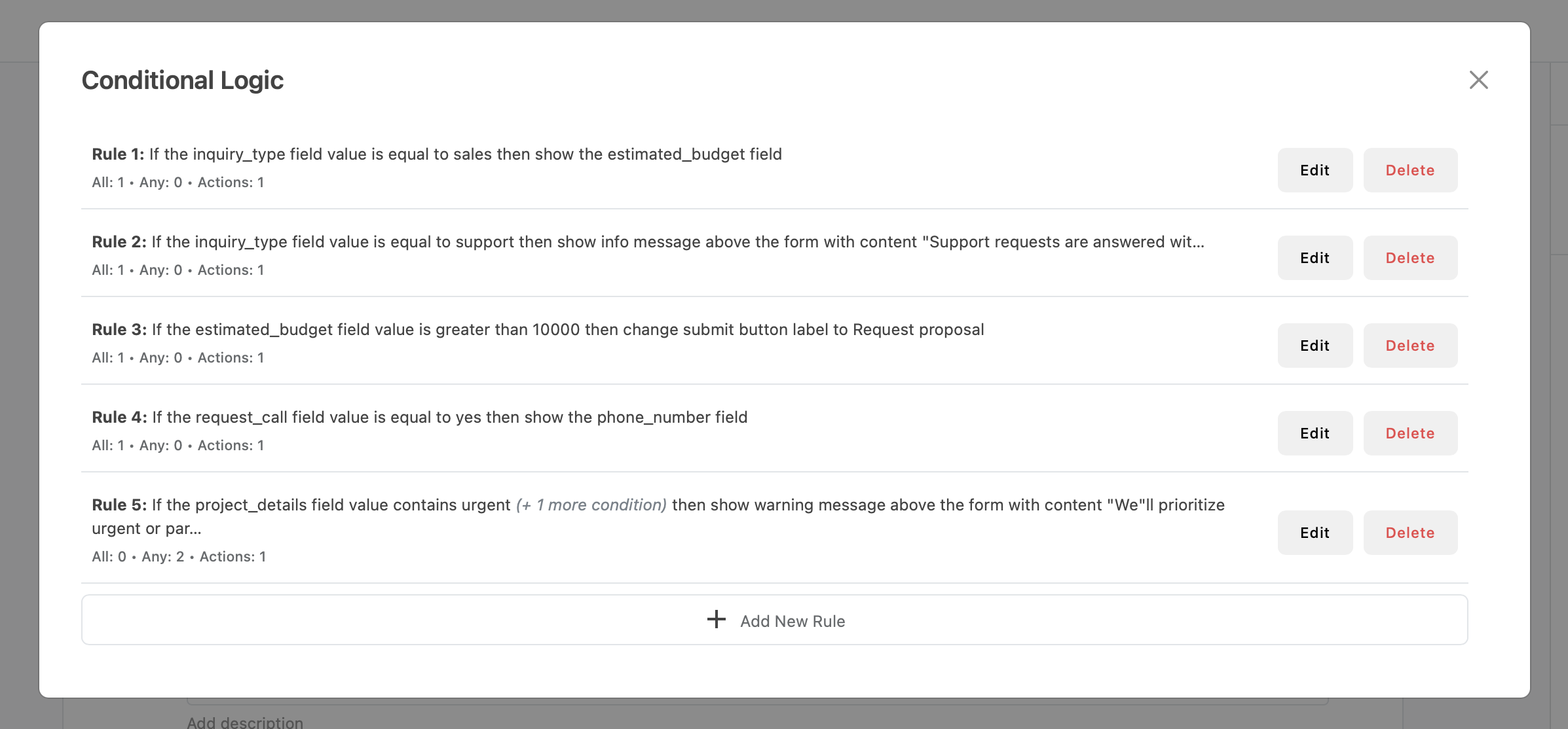 Submission manager to filter entries and open a single submission view