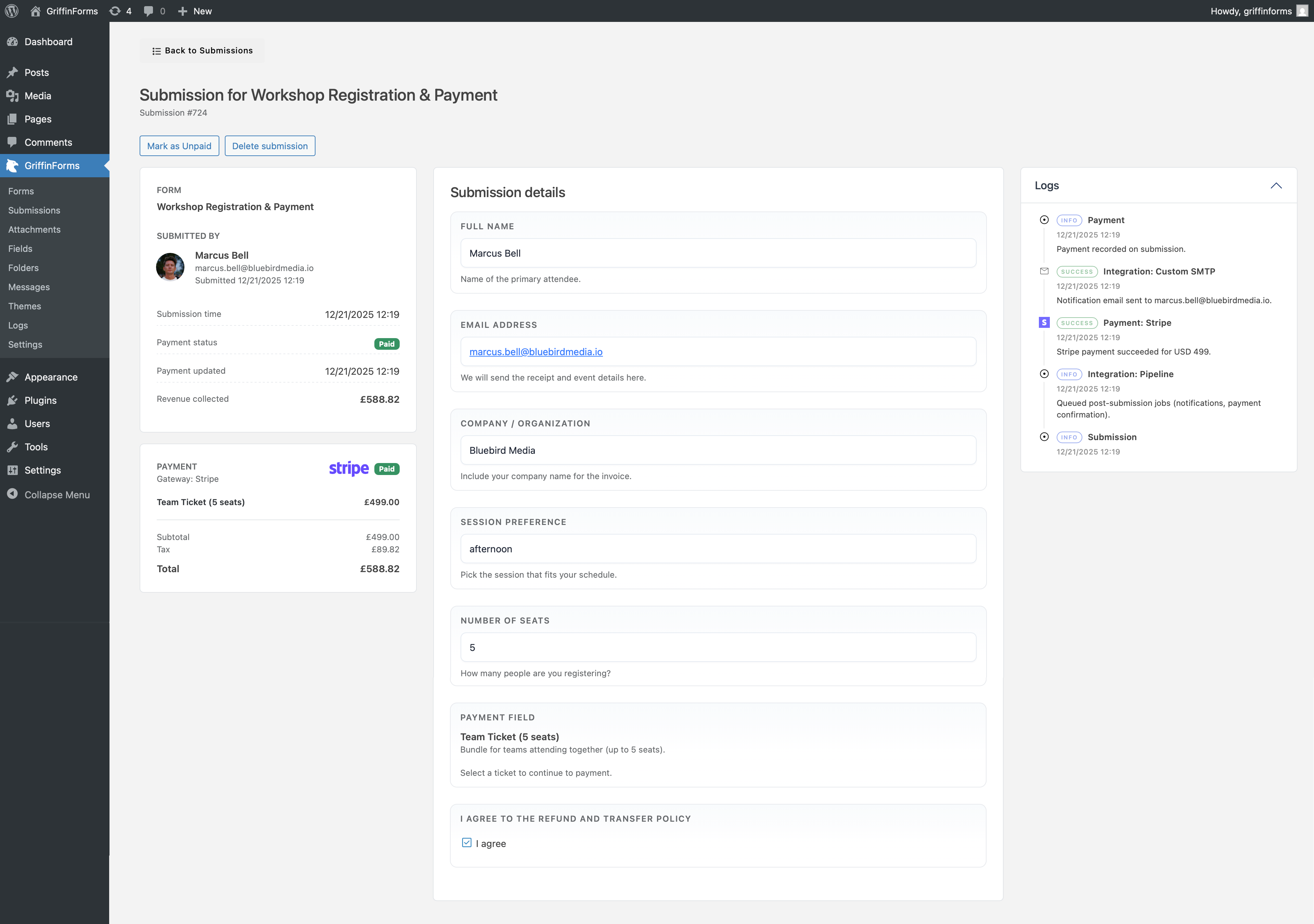 Dragging a field to create a new form element