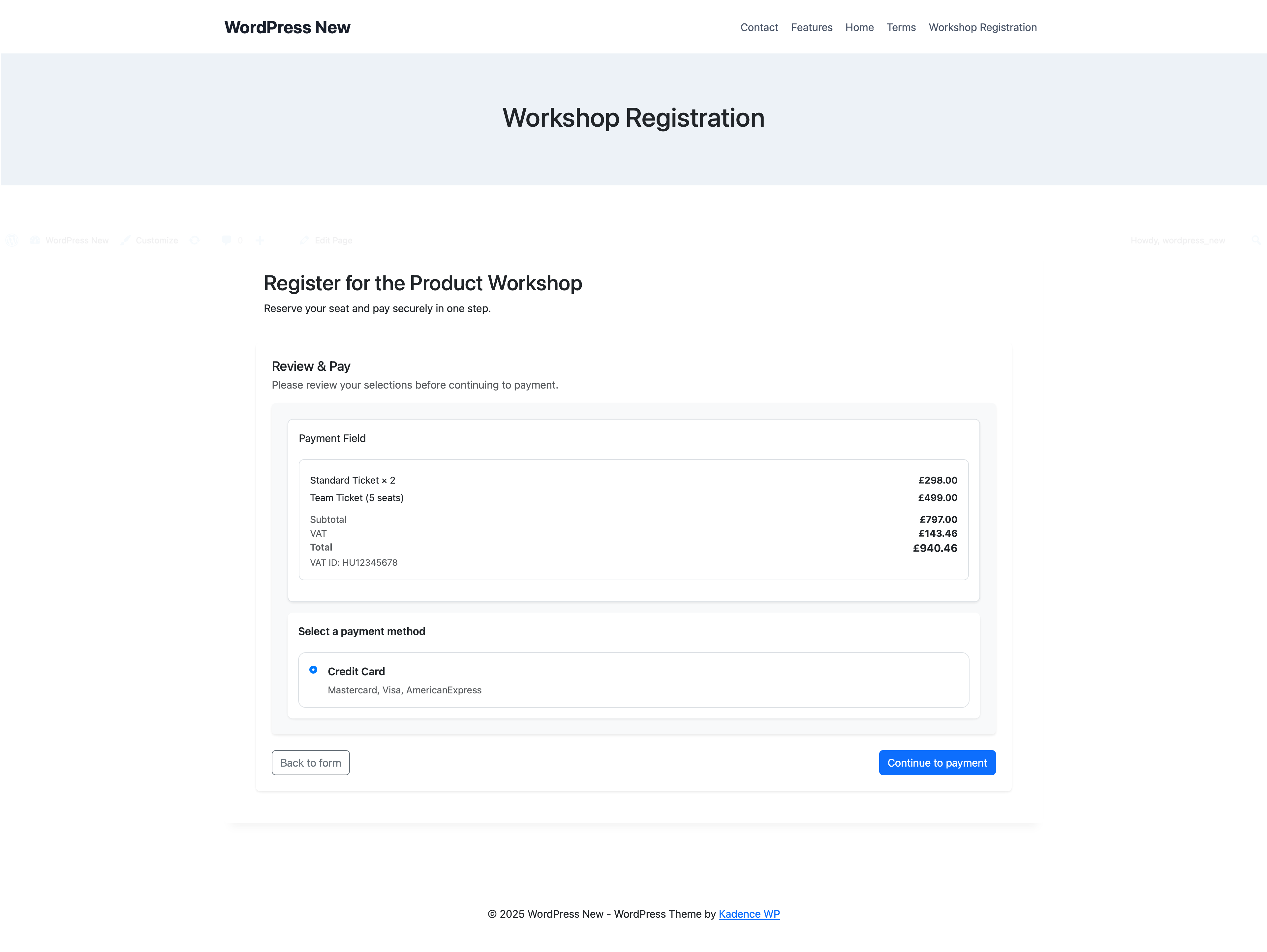 Form creation modal with template selection