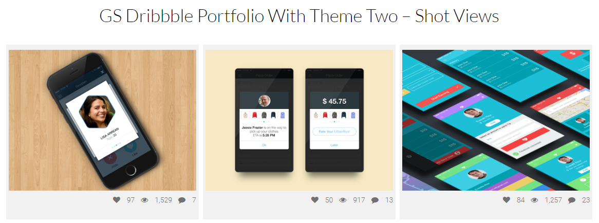 GS Dribbble Portfolio With Theme Two - Shot Views