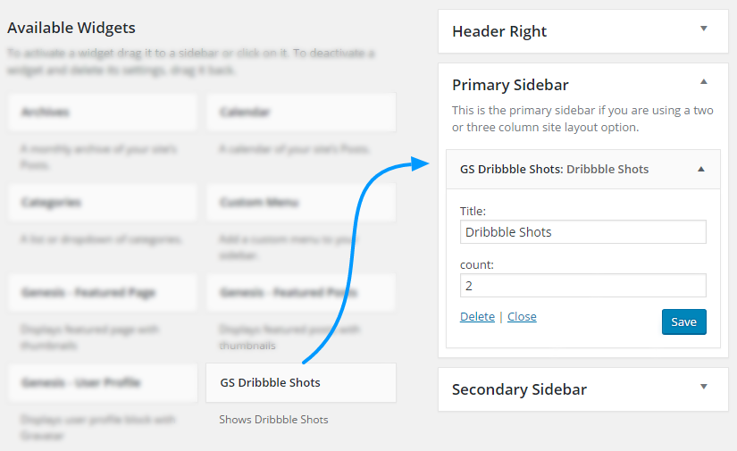 GS Dribbble Portfolio Widget