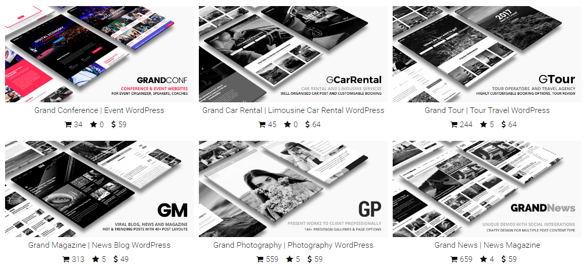 GS Envato Portfolio output by <strong>THEME 10 : GALLERY</strong> after adding shortcode [gs_envato userid="dream-theme" market="themeforest" theme="gs_envato_theme10" count="20" referral_user="WebStation15"]