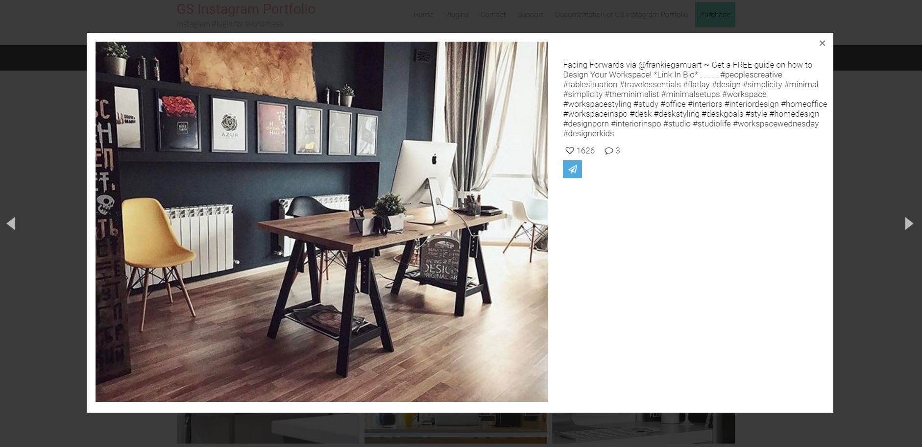 GS Instagram Portfolio output by <strong>Theme Six – Profile</strong> after adding shortcode.