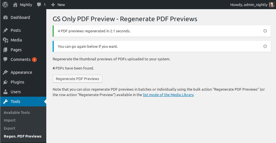 Regenerate PDF Previews administration tool after processing.