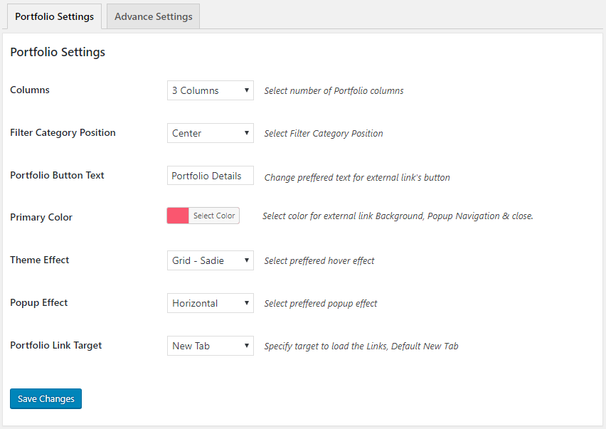 GS Portfolios > Portfolio Settings (Available only at PRO version)