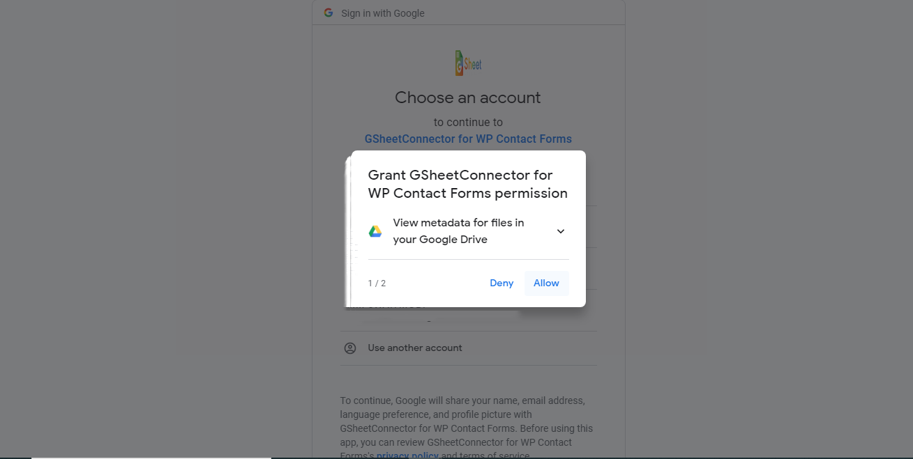 Permission page if user is already logged-in to there account.