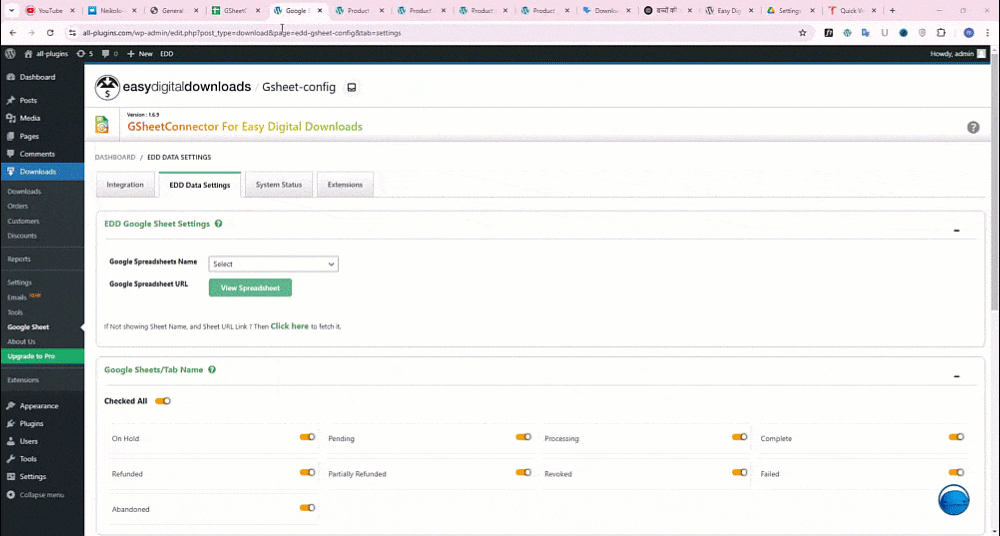 Google Sheet Tab Creation as per order status and Google Sheet headers with form submitted data.