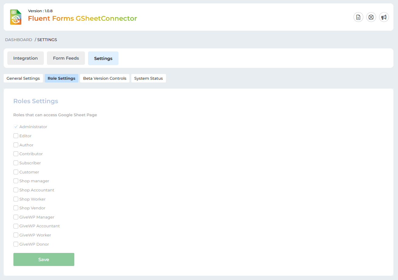 Beta features view.