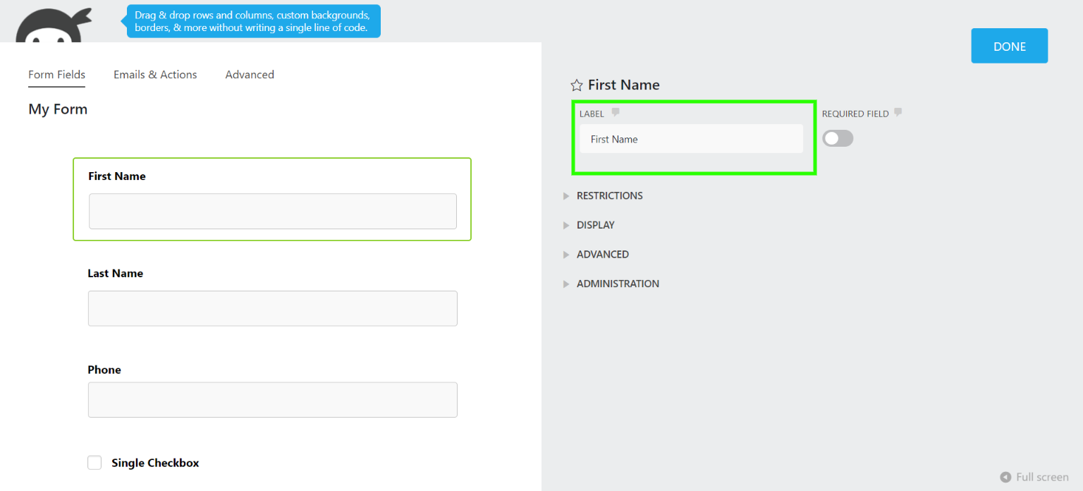 Google Sheet headers with form submitted data.