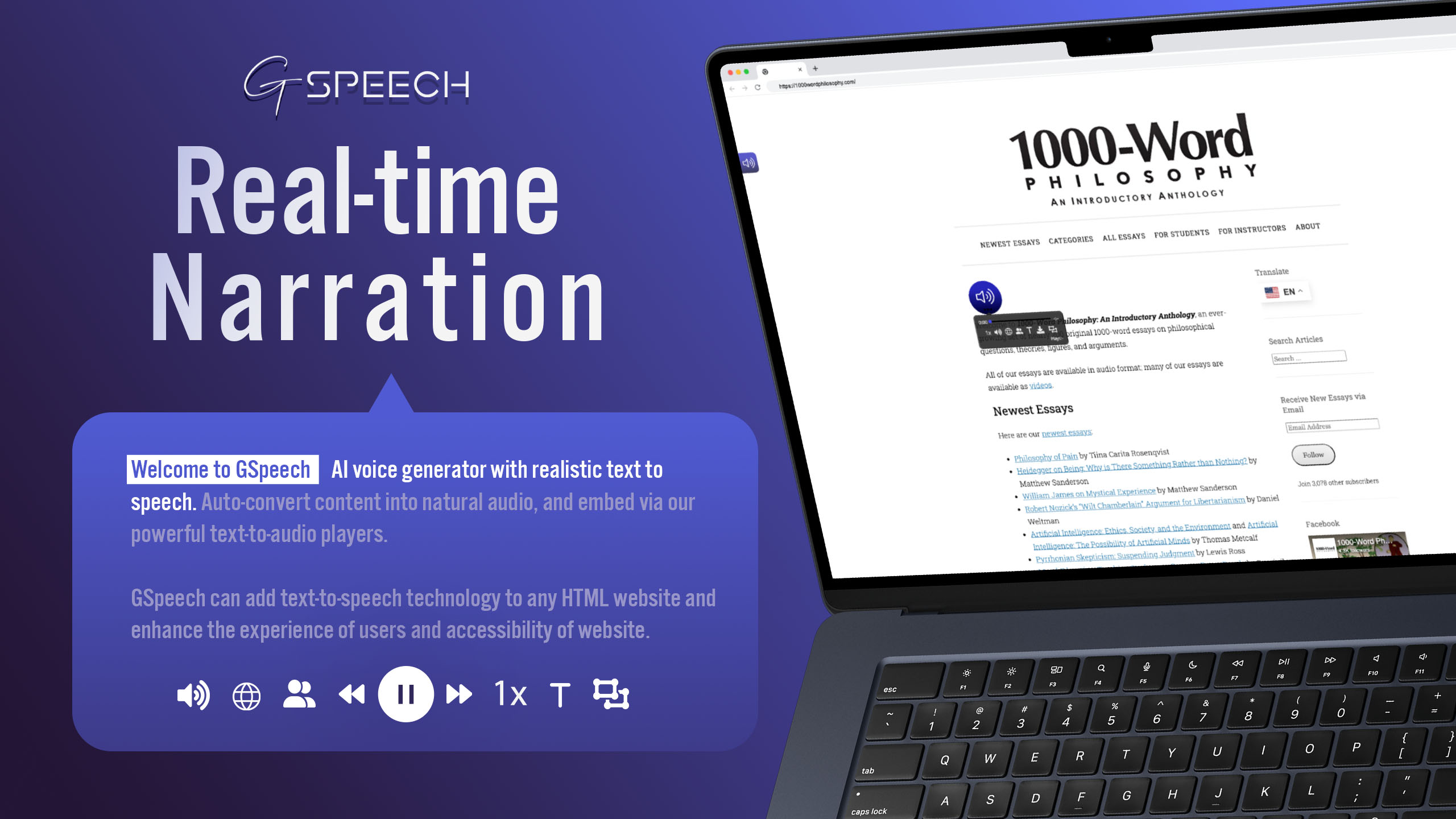 GSpeech text-to-speech player view.