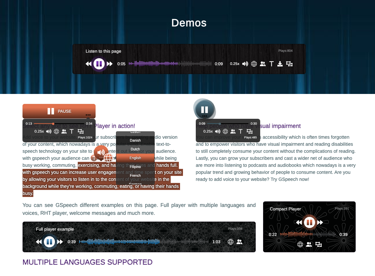 GSpeech player view.
