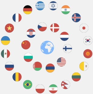 Globe with language flags