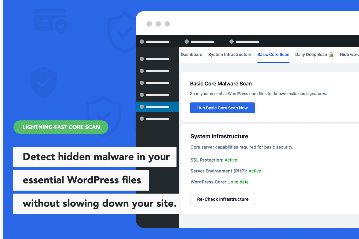 Malware Scanner - Run on-demand scans for your WordPress root architecture.