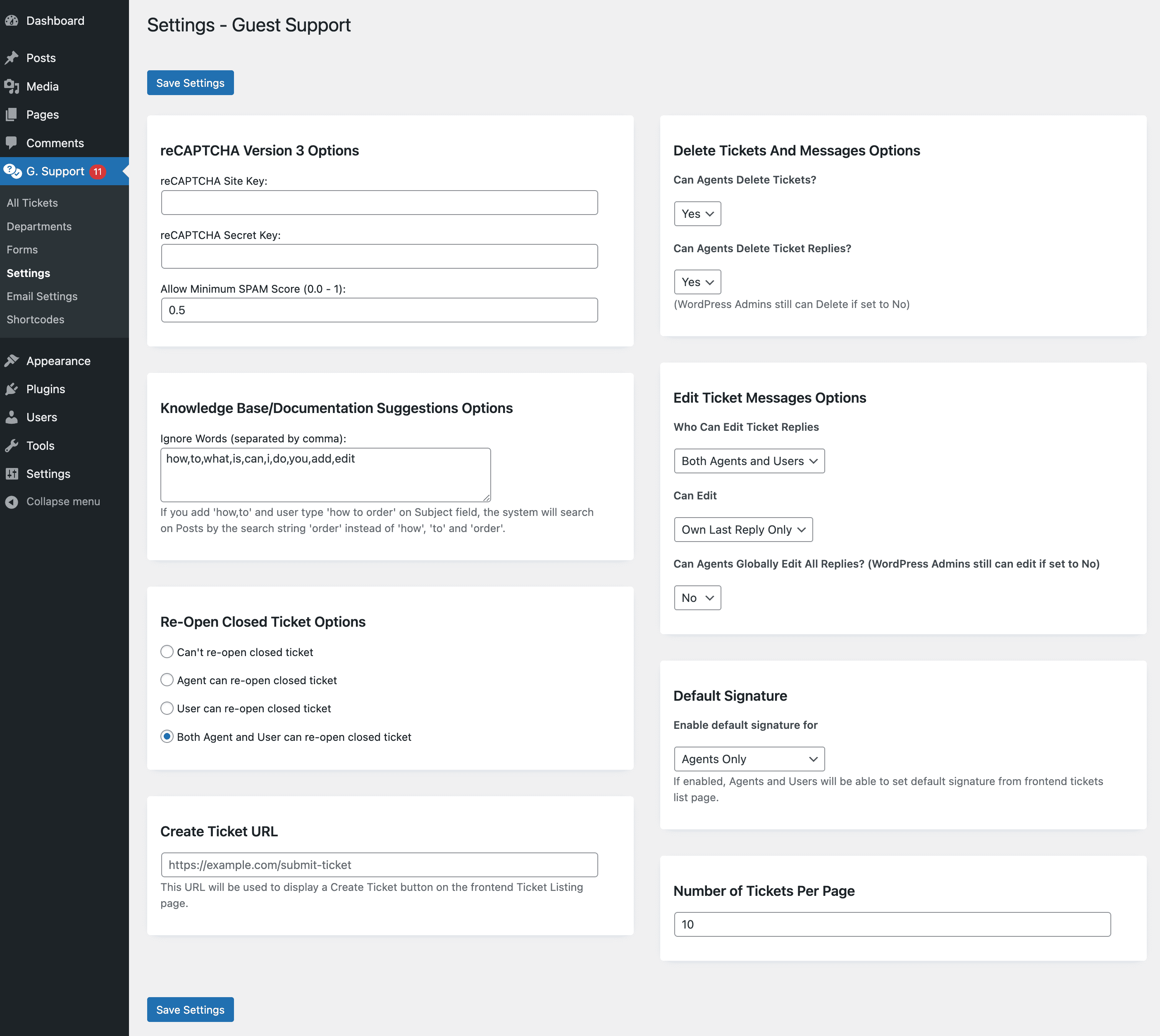 Single ticket view page