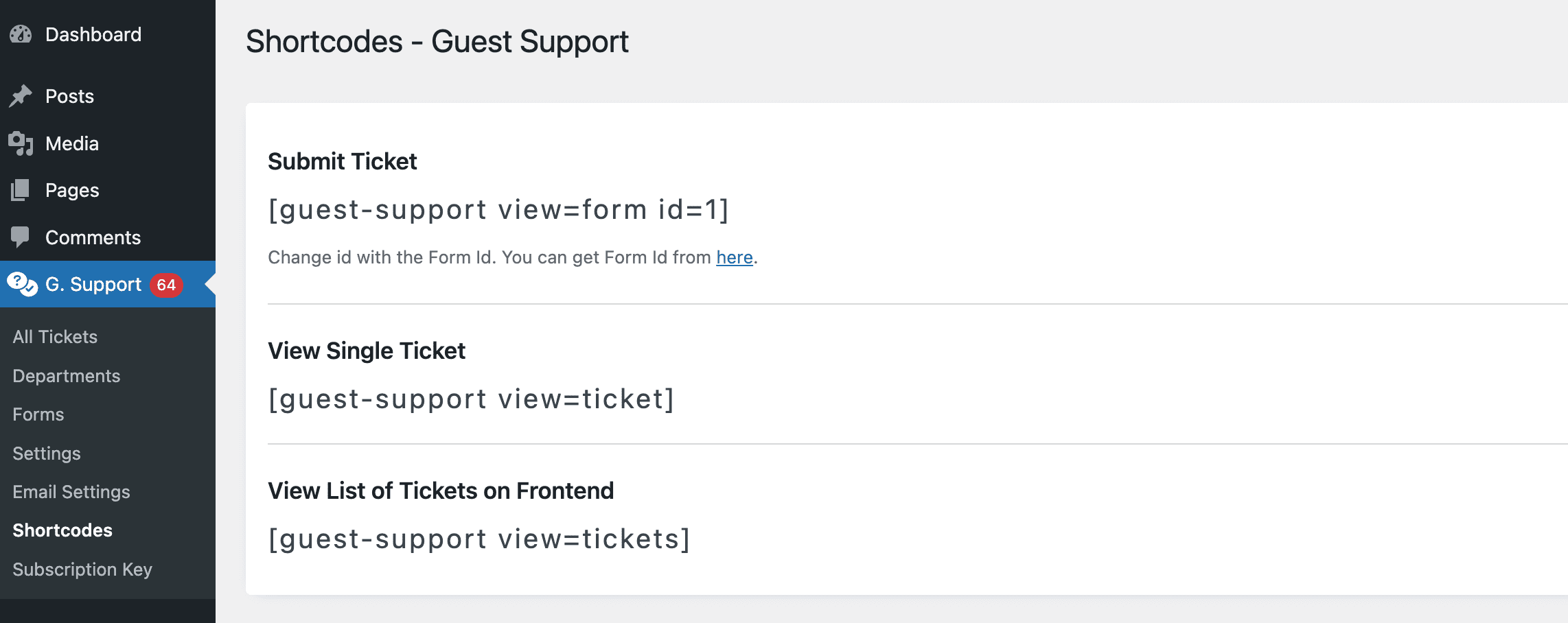 Admin - tickets list page