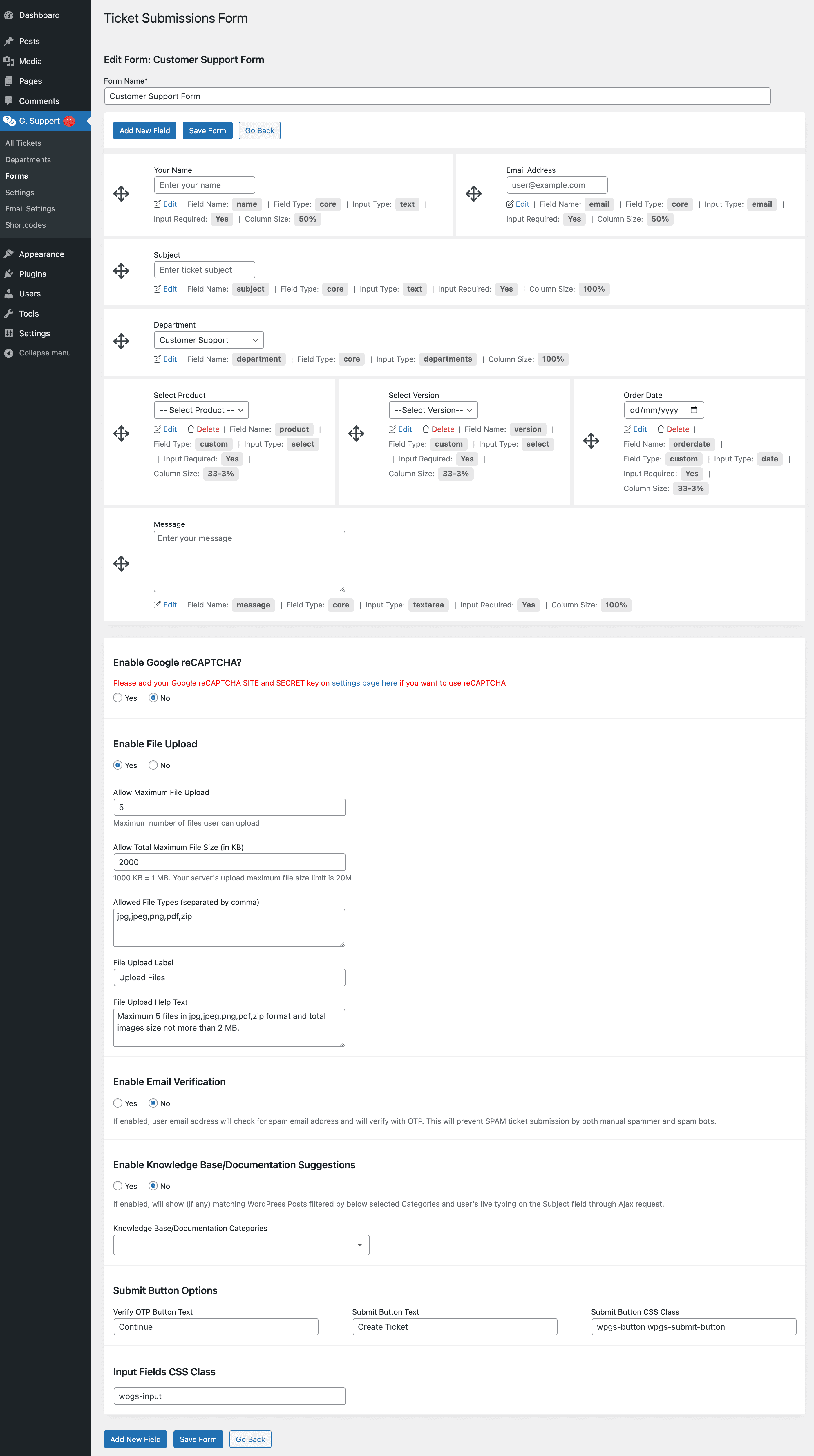 Admin - email settings and templates